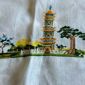 Elegant Asian embroidered tablecloth